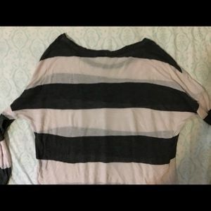 Black/grayish and white striped sweatshirt